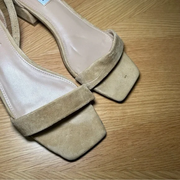 Steve Madden Nude Suede Heeled Sandals - Picture 3 of 6